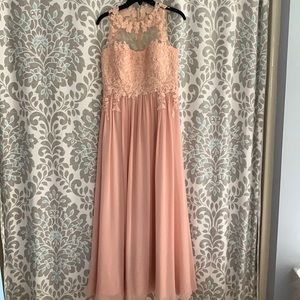 Pink full length prom dress